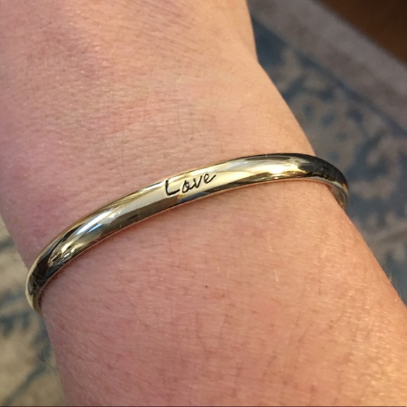 14K plated silver engraved “Love” cuff - Picture 2 of 6